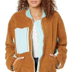 Free People XS Mixed Sherpa Oversized Jacket